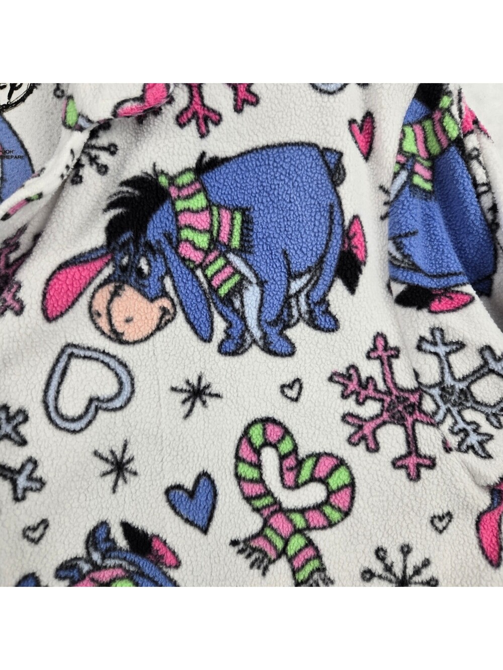 Disney Eeyore Pajama Top Womens XL 16/18 Fleece Button Front Winter Sleepwear - Picture 7 of 9